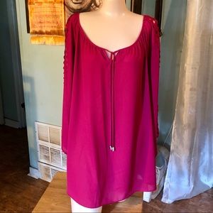 Cutaway pattern Sangria color Zac&Rachel blouse 3X